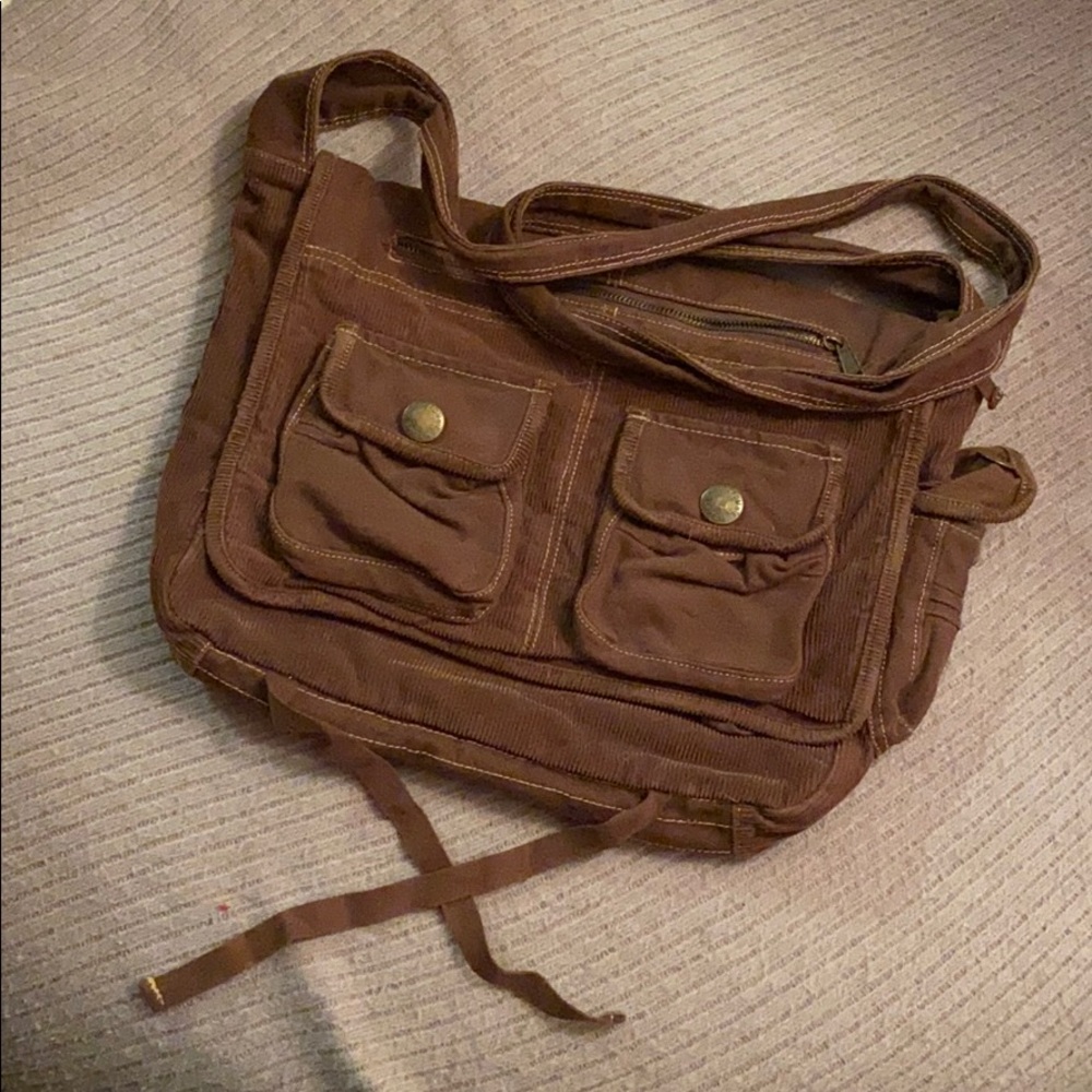 Abercrombie & Fitch brown corduroy/floral bag